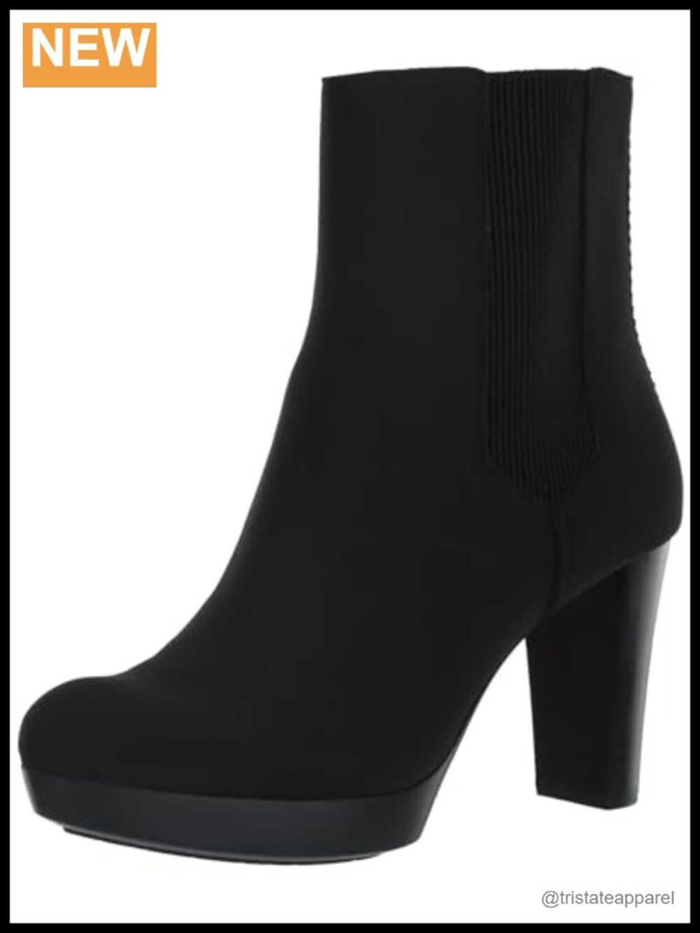 Women's Platform Bootie Stacked Heel Rubber Sole Calf High Zip